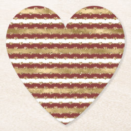 Jul Guld Red White Rand Glitter Hearts Underlägg Papper