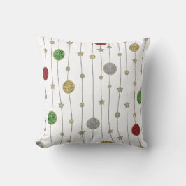 Jul Guld Silver Red Grönt Glittery Stars Kudde