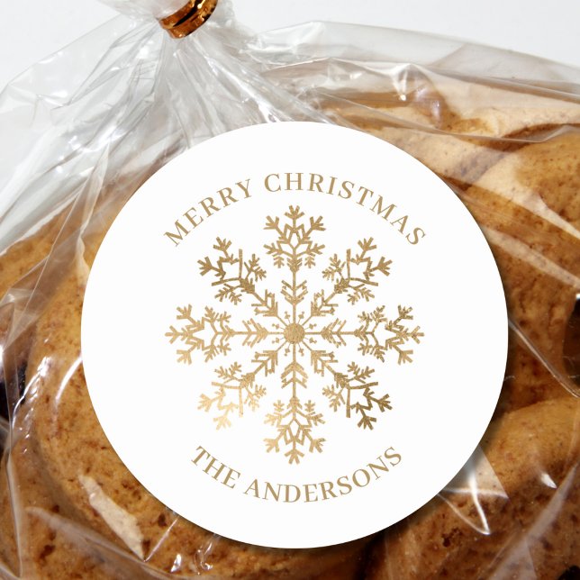 Jul Guld Snowflake Namn Runt Klistermärke (Skapare uppladdad)