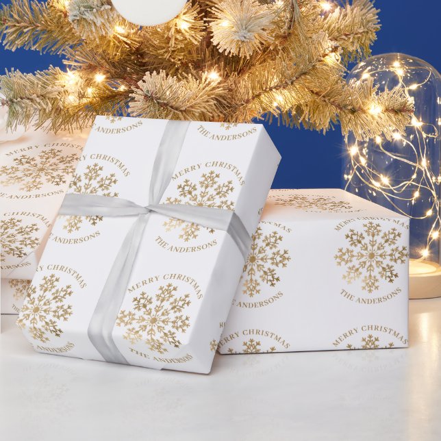 Jul Guld Snowflake Personlig Namn Presentpapper (Helgdagar)