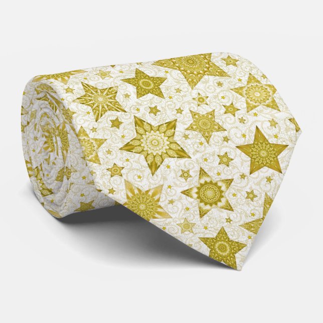 Jul Guld Stars med Damask Pattern Slips (Rullad)