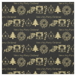 Jul Guld/Svart Helgdag Iconic Mönster Tyg