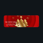 Jul Guld Träd med Glitter-bakgrundsetikett Returadress Etikett<br><div class="desc">Det här är jul-Träd med svart returadressetikett för Guld med svart bakgrund. Den här designfunktionen är ett handskrivet teckensnitt i guld med rulla ram accents på en vit bakgrund i Snö Glitter,  med ett rustiskt texturerat utseende. Anpassningsbar returadress text. Personlig adressetiketter för alla dina utskick.</div>