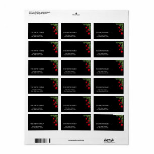 Jul Guld Träd med svart bakgrund Adressetikett