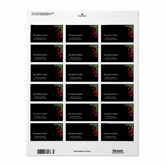 Jul Guld Träd med svart bakgrund Adressetikett (Helt Ark)