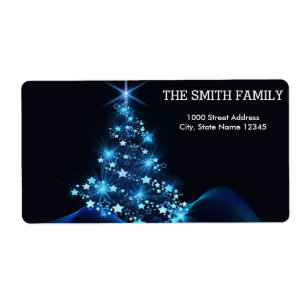 Jul Guld Träd med svart bakgrund Fraktsedel