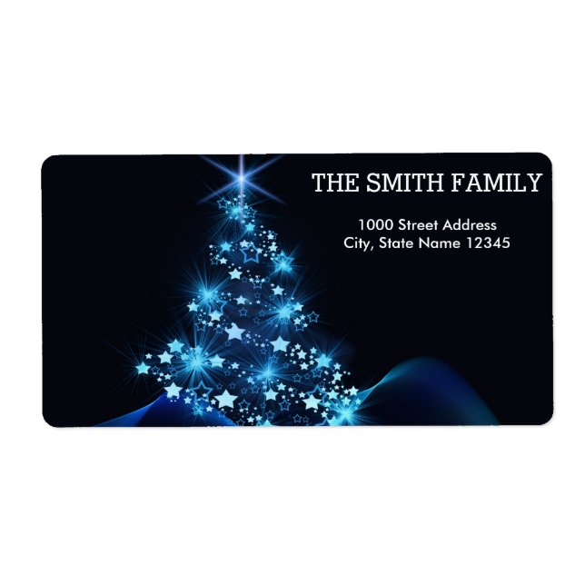 Jul Guld Träd med svart bakgrund Fraktsedel (Framsidan)