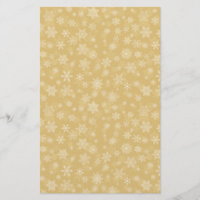 Jul Guld,vit Snöflingor Brevpapper (Framsida)