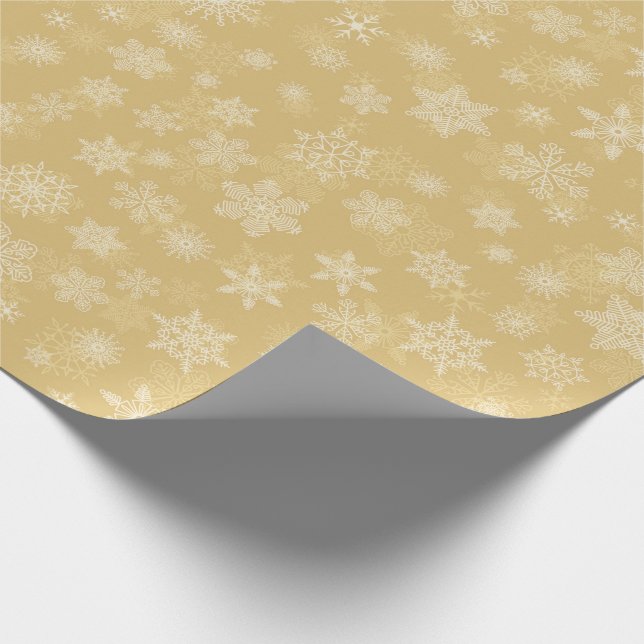 Jul Guld,vit Snöflingor Presentpapper (Hörn)