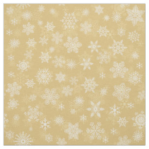 Jul-Guld, vit Snöflingor Tyg