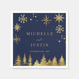 Jul Guld Woodland Gräs Träd Bröllop Pappersservett