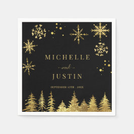 Jul Guld Woodland Gräs Träd Bröllop Pappersservett