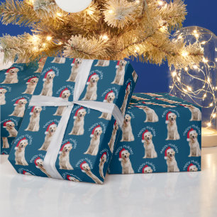 Jul: Gullig återgivning i blått Presentpapper