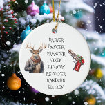 Jul Gun Älskare Reindeer Namn Julgransprydnad Keramik<br><div class="desc">Den här designen skapades genom digital grafik. Det kan vara personlig i det område som tillhandahålls eller anpassas genom att ändra fotot eller lägga till ditt eget ord. Kontakta mig på colorflowcreations@gmail.com om du vill ha denna design på en annan produkt. Se fler av mina skapelser eller följ mig på...</div>
