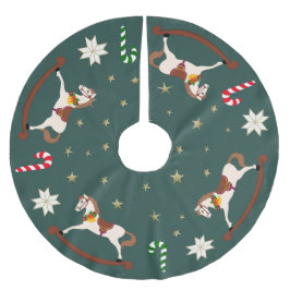 Jul gunghästar Mörkgrön Trädskörtel Julgransmatta Borstad Polyester