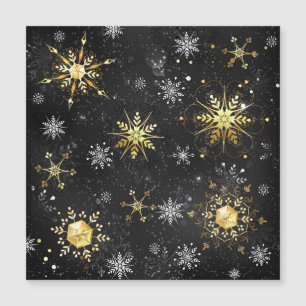Jul gyllene snöflingor på svart bakgrund magnetisk inbjudningskort