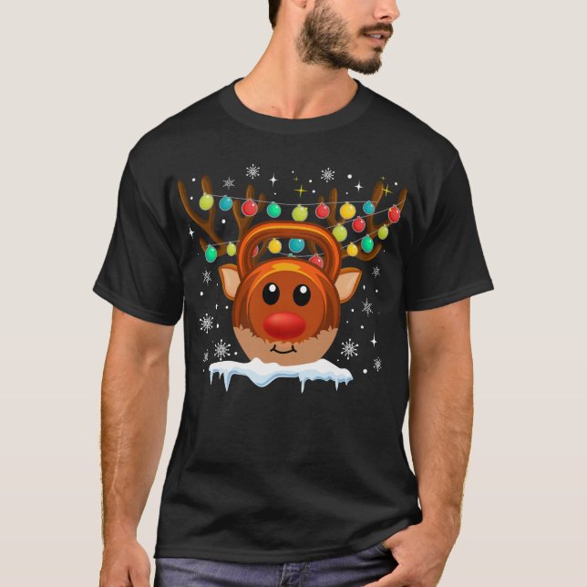 Jul Gym Workout Reindeer T Shirt (Framsida)