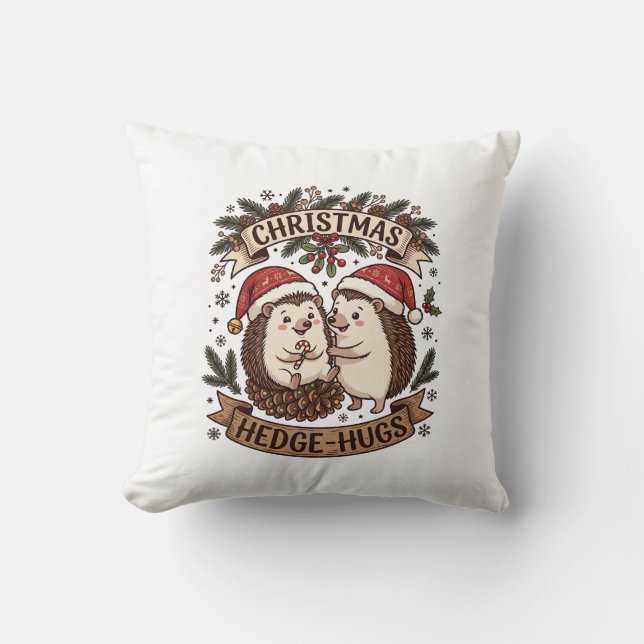 Jul Häck Kramar Igelkottar Tomte Hattar Snöflinga Kudde (Framsida)