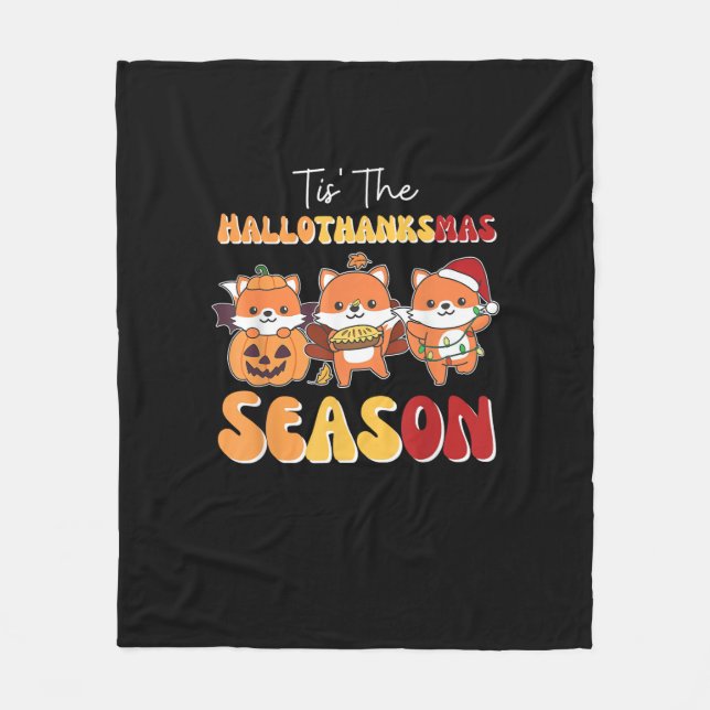 Jul Halloween Tis Hallothanksmas Season Fleecefilt (Framsidan)