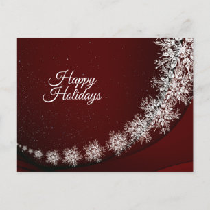 Jul Hälsning Crystal Snöflingor Red Rustic Vykort