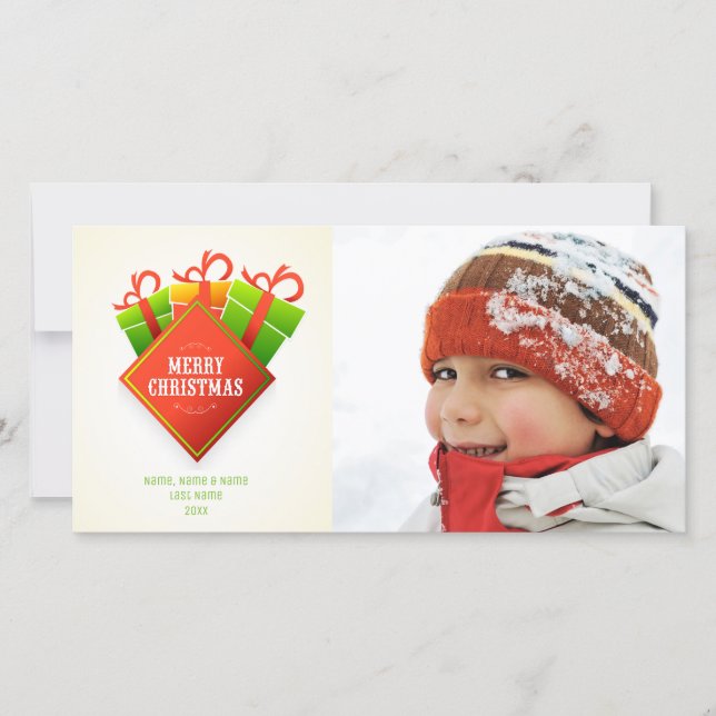 Jul-Hälsning, fotokort för Helgdag Paket Julkort (Framsida)