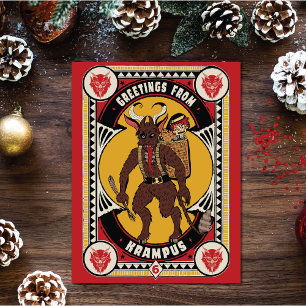 Jul Hälsning från Krampus Sign Carshing Leksak Kort