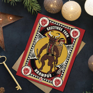 Jul Hälsning från Krampus Sign Carshing Leksak Tack Kort
