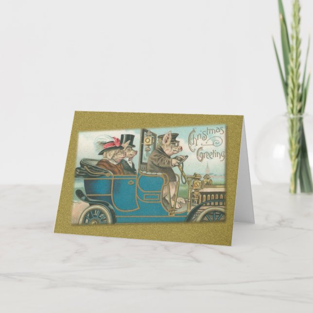 Jul Hälsning Grisar Helgkort (Framsida)