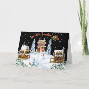 Jul hälsning, kort, Santa, ren, kanin Helgkort