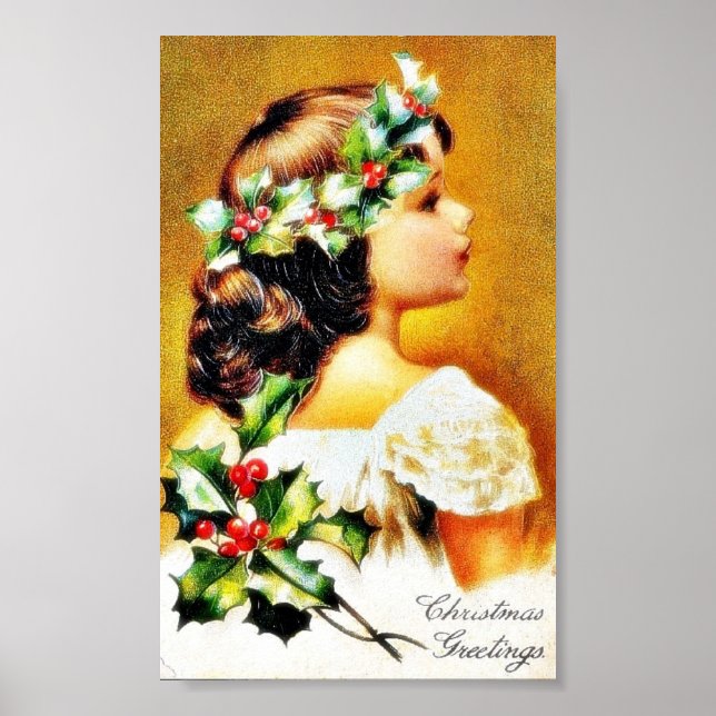 Jul hälsning med en tjej poster (Framsidan)