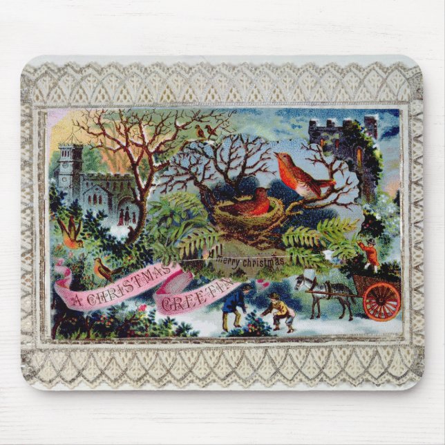 Jul hälsning, Victorianvykort Musmatta (Framsidan)