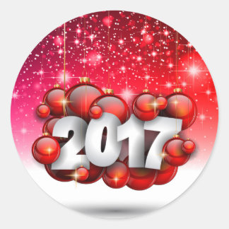 Jul hälsningkort för 2017 och för nytt år runt klistermärke