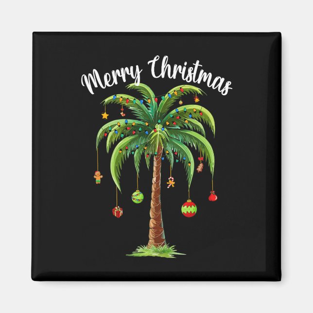 Jul Handflatan Julafton Träd Tropical Beach Hawaii Magnet (Framsidan)