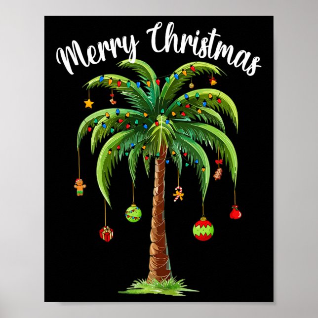 Jul Handflatan Julafton Träd Tropical Beach Hawaii Poster (Framsidan)