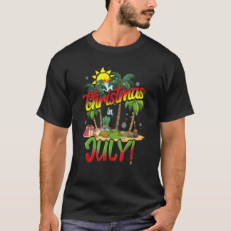 Jul handflatan Träd Beach Sol i juli Sommar Vacat T Shirt