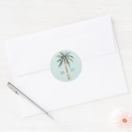 Jul Handflatan Träd | Beach Wedding Monogram Runt Klistermärke
