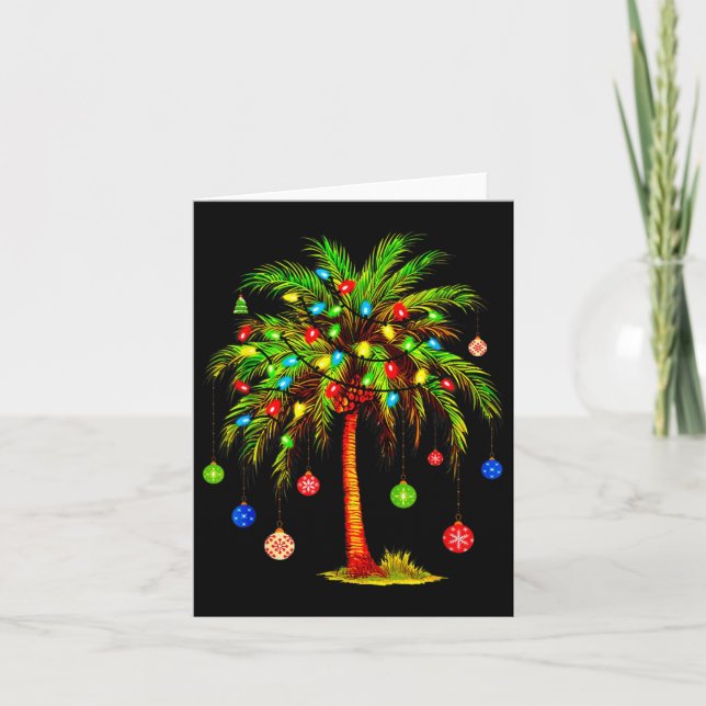 Jul Handflatan Träd Light Hawaiian Tropical Julaft Kort (Framsida)