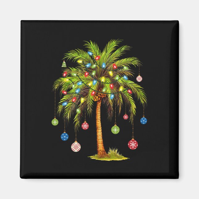 Jul Handflatan Träd Light Hawaiian Tropical Julaft Magnet (Framsidan)