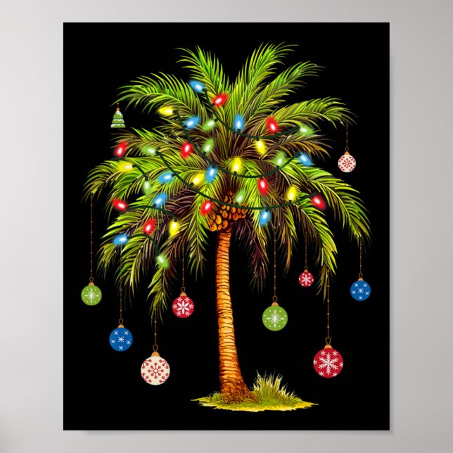 Jul Handflatan Träd Light Hawaiian Tropical Julaft Poster (Framsidan)