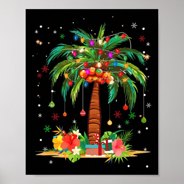 Jul Handflatan Träd Light Hawaiian Tropical Julaft Poster (Framsidan)