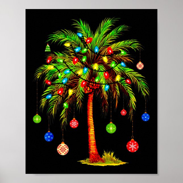 Jul Handflatan Träd Light Hawaiian Tropical Julaft Poster (Framsidan)