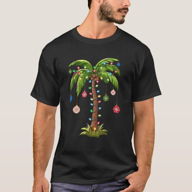 Jul Handflatan Träd Light Hawaiian Tropical Julaft T Shirt (Framsida)