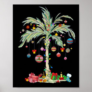 Jul Handflatan Träd Tropical Julafton Beach Florid Poster