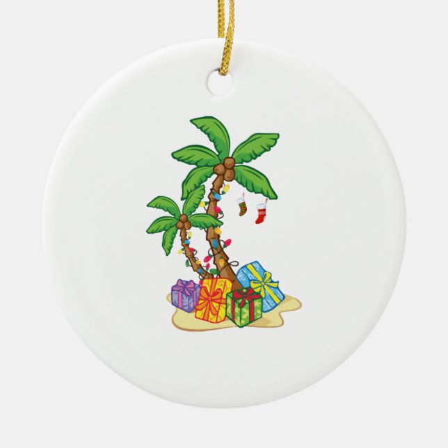 Jul Handflatan Träd Tropical Julafton Coconut Ljus Julgransprydnad Keramik (Framsidan)