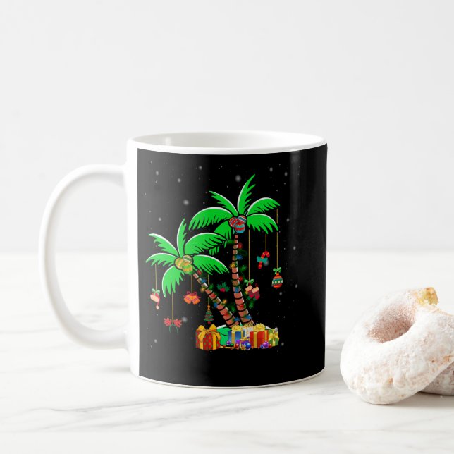 Jul Handflatan Träd Tropical Julafton Coconut Ljus Kaffemugg (Med munk)