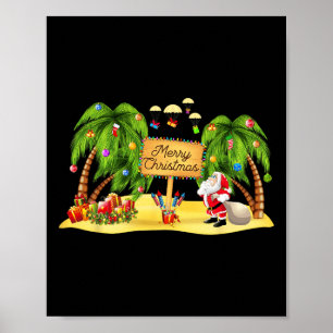 Jul Handflatan Träd Tropical Julafton Coconut Ljus Poster