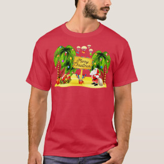 Jul Handflatan Träd Tropical Julafton Coconut Ljus T Shirt