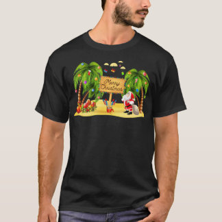 Jul Handflatan Träd Tropical Julafton Coconut Ljus T Shirt
