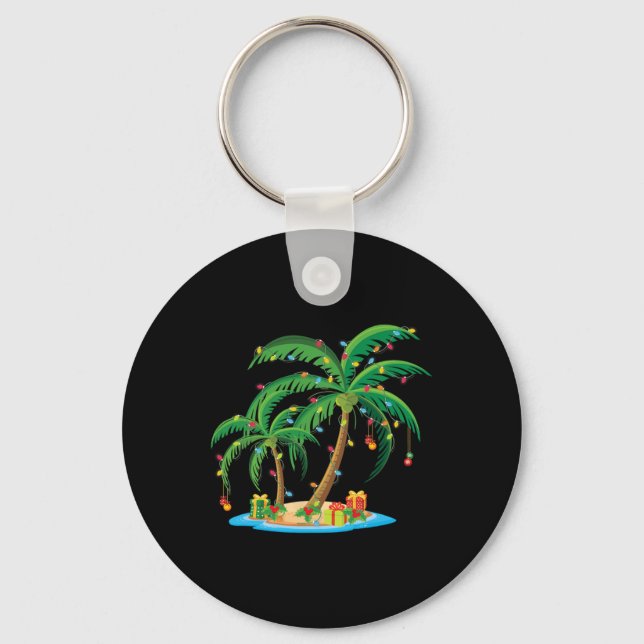 Jul Handflatan Träd Tropical Julafton Gift Coconut Nyckelring (Framsida)