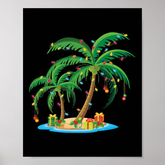 Jul Handflatan Träd Tropical Julafton Gift Coconut Poster (Framsidan)